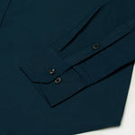 Monza Teal Plain Button Down Polyester Shirt - John Ellies