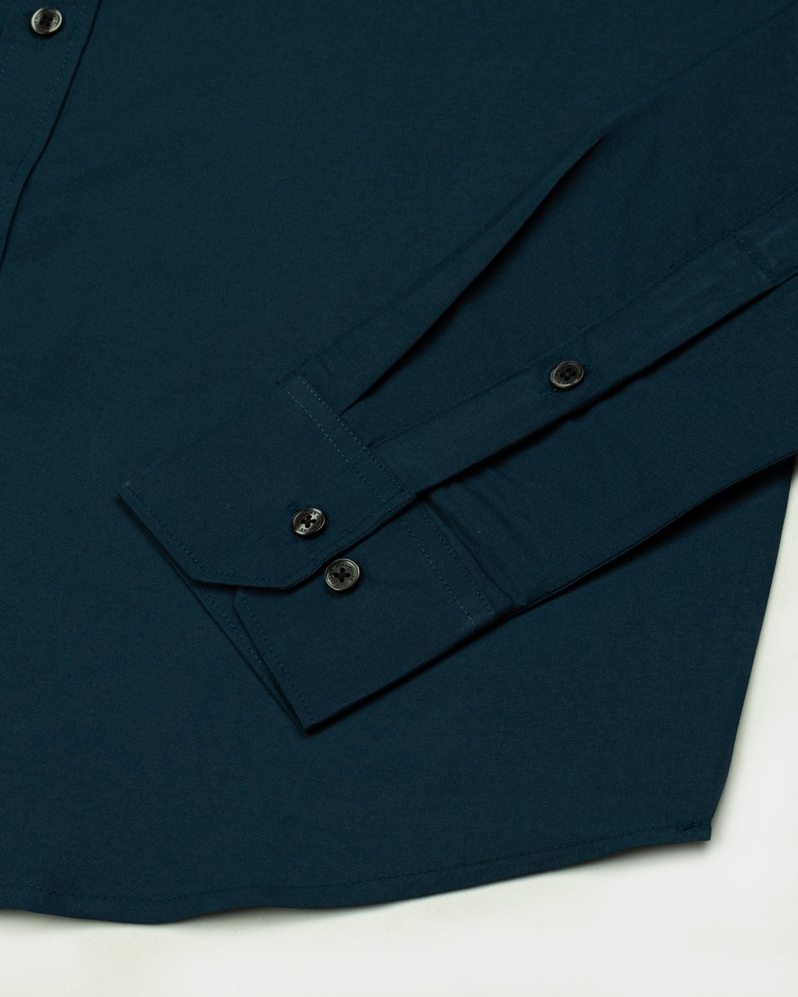 Monza Teal Plain Button Down Polyester Shirt - John Ellies