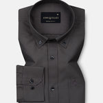 Monza Grey Plain Button Down Polyester Shirt - John Ellies