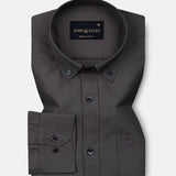 Monza Grey Plain Button Down Polyester Shirt - John Ellies