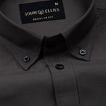 Monza Grey Plain Button Down Polyester Shirt - John Ellies