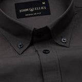 Monza Grey Plain Button Down Polyester Shirt - John Ellies