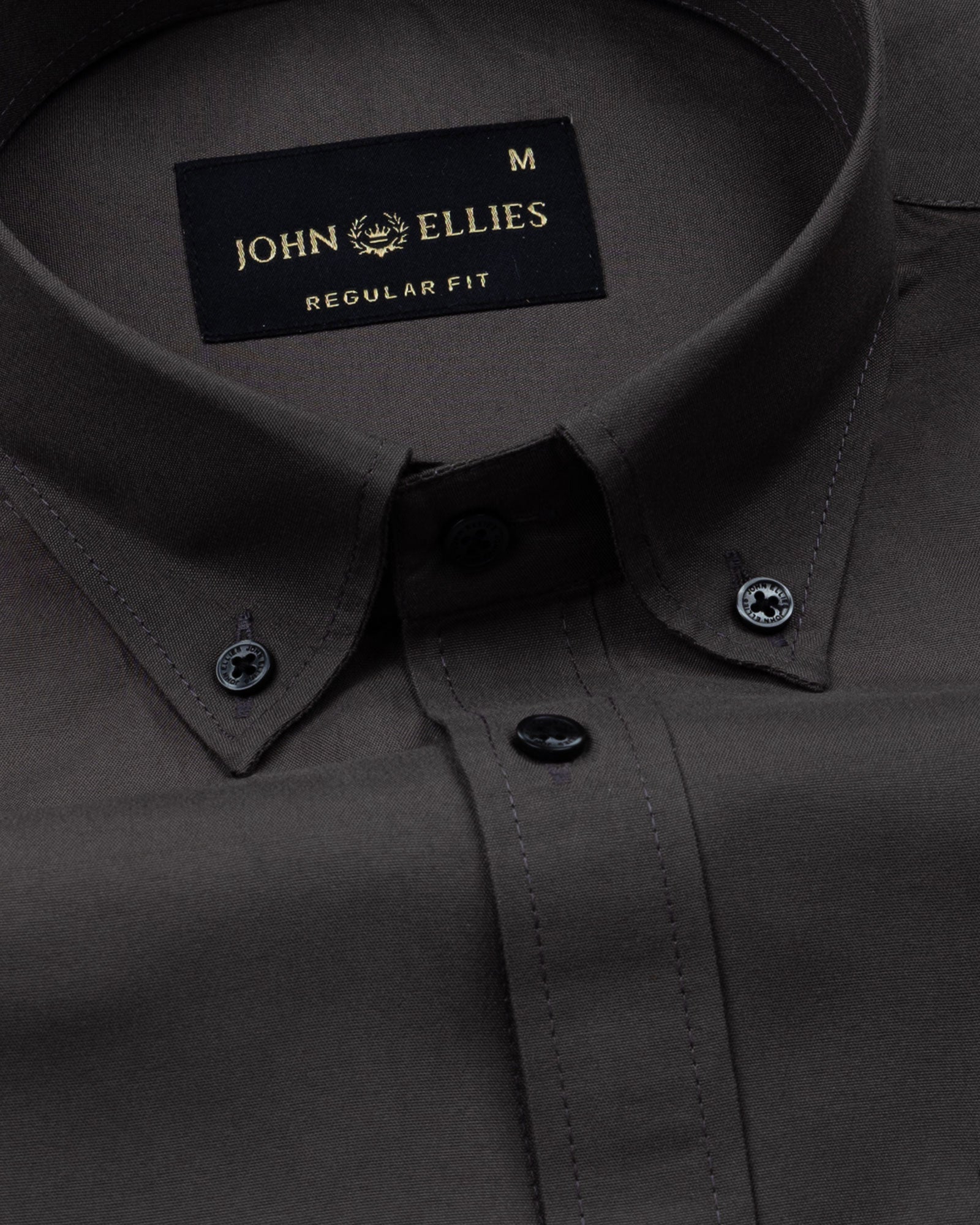 Monza Grey Plain Button Down Polyester Shirt - John Ellies