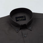 Monza Grey Plain Button Down Polyester Shirt - John Ellies