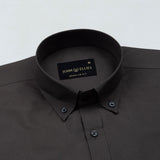 Monza Grey Plain Button Down Polyester Shirt - John Ellies