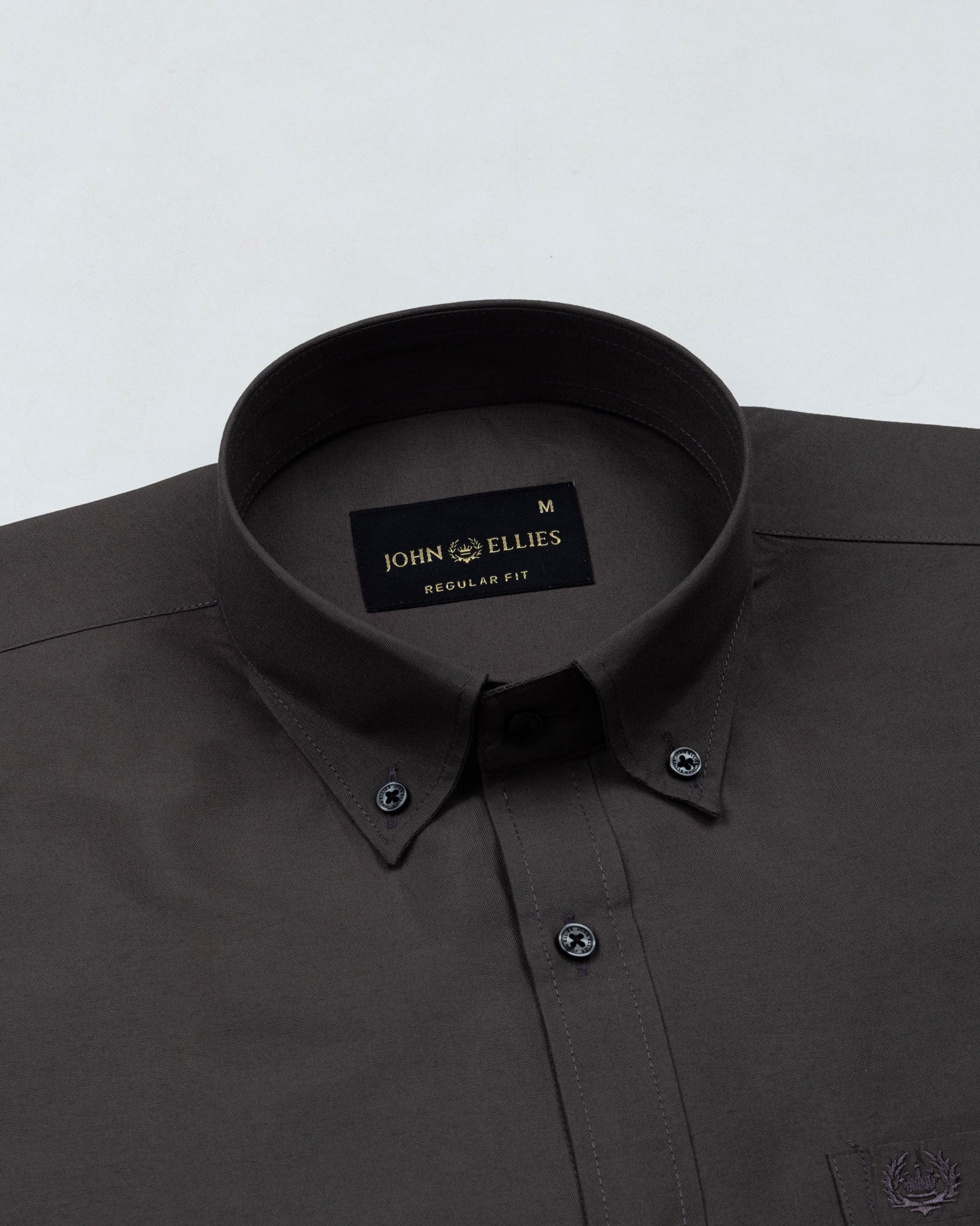 Monza Grey Plain Button Down Polyester Shirt - John Ellies