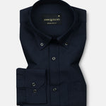 Monza Navy Blue Plain Button Down Polyester Shirt - John Ellies