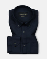 Monza Navy Blue Plain Button Down Polyester Shirt