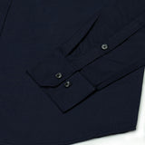 Monza Navy Blue Plain Button Down Polyester Shirt - John Ellies