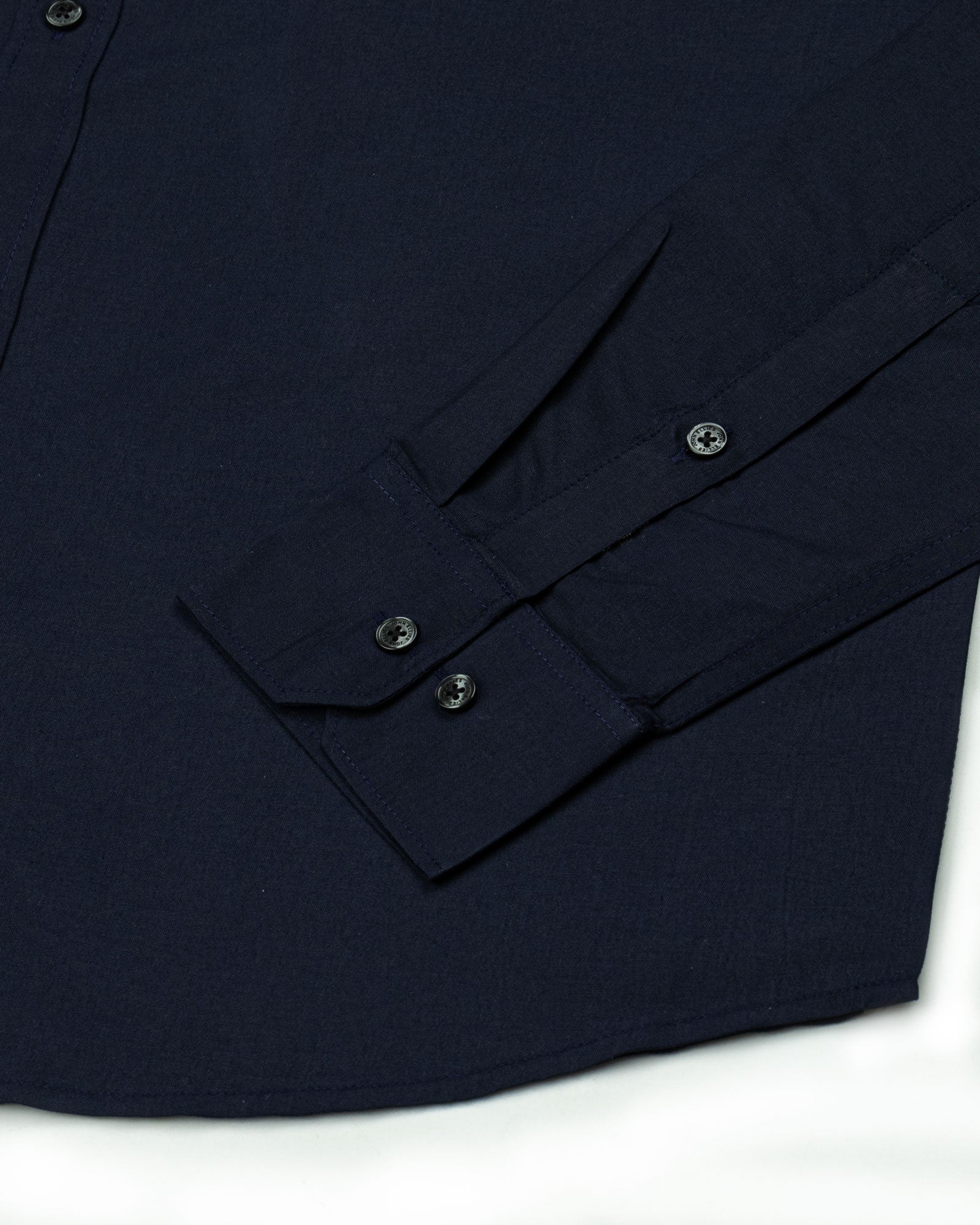 Monza Navy Blue Plain Button Down Polyester Shirt - John Ellies