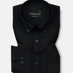 Monza Black Plain Button Down Polyester Shirt - John Ellies