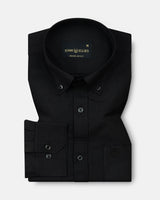 Monza Black Plain Button Down Polyester Shirt