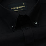 Monza Black Plain Button Down Polyester Shirt - John Ellies