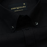 Monza Black Plain Button Down Polyester Shirt - John Ellies
