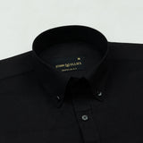 Monza Black Plain Button Down Polyester Shirt - John Ellies