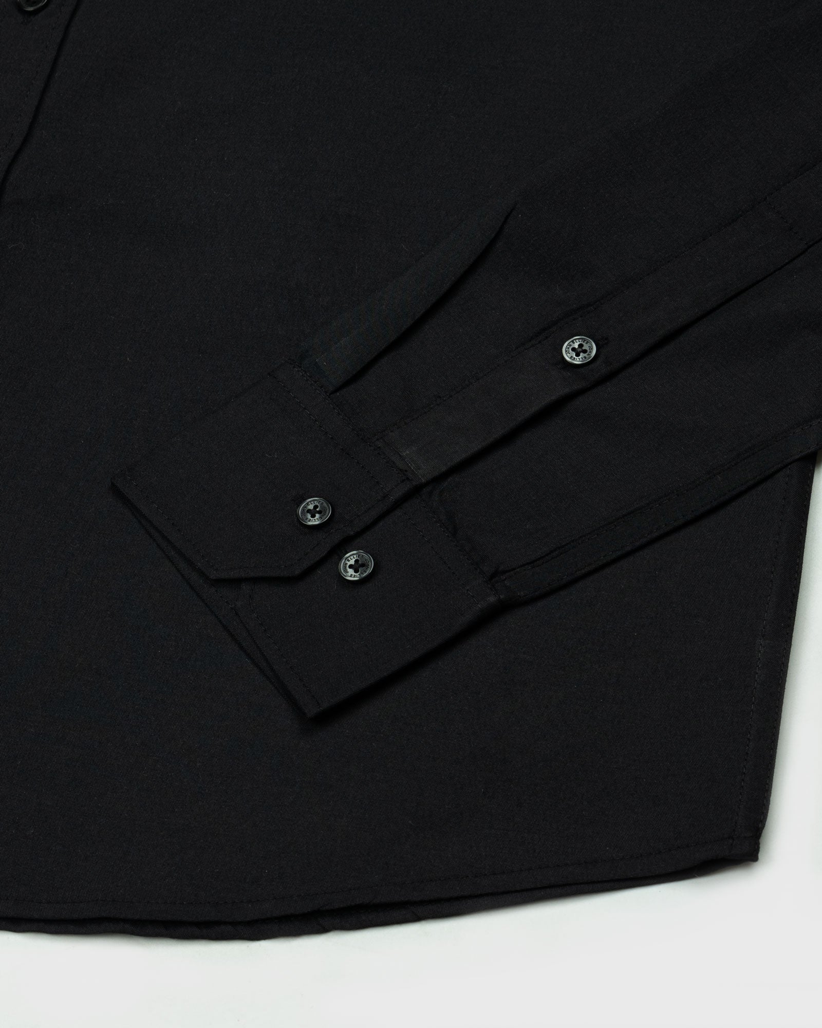 Monza Black Plain Button Down Polyester Shirt - John Ellies