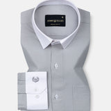 Raven Silver White Cuff Collar Oxford Cotton Shirt