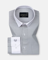 Raven Silver White Cuff Collar Oxford Cotton Shirt