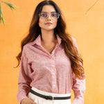 Bloom Orange Stripes Linen Women Shirt - John Ellies