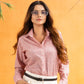 Bloom Orange Stripes Linen Women Shirt - John Ellies