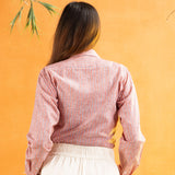 Bloom Orange Stripes Linen Women Shirt - John Ellies