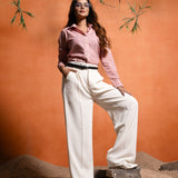 Bloom Orange Stripes Linen Women Shirt - John Ellies