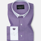 Raven Purple White Cuff Collar Oxford Cotton Shirt