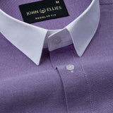 Raven Purple White Cuff Collar Oxford Cotton Shirt