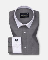 Raven Black White Cuff Collar Oxford Cotton Shirt