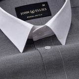 Raven Black White Cuff Collar Oxford Cotton Shirt