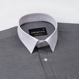 Raven Black White Cuff Collar Oxford Cotton Shirt