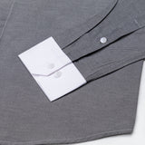 Raven Black White Cuff Collar Oxford Cotton Shirt