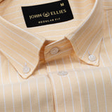 Seashel Peach Stripe Button Down Oxford Cotton Shirt
