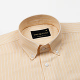Seashel Peach Stripe Button Down Oxford Cotton Shirt