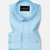Seashel Cyan Stripe Button Down Oxford Cotton Shirt