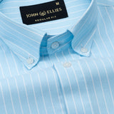 Seashel Cyan Stripe Button Down Oxford Cotton Shirt