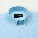 Seashel Cyan Stripe Button Down Oxford Cotton Shirt