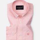Seashel Orange Stripe Button Down Oxford Cotton Shirt
