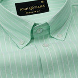 Seashel Lime Stripe Button Down Oxford Cotton Shirt