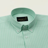 Seashel Lime Stripe Button Down Oxford Cotton Shirt