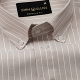 Seashel Beige Stripe Button Down Oxford Cotton Shirt