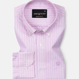 Seashel Pink Stripe Button Down Oxford Cotton Shirt