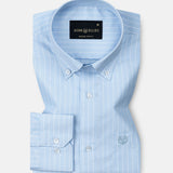 Seashel Sky Blue Stripe Button Down Oxford Cotton Shirt