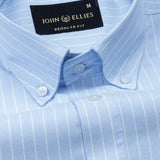 Seashel Sky Blue Stripe Button Down Oxford Cotton Shirt