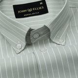 Seashel Olive Stripe Button Down Oxford Cotton Shirt