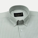 Seashel Olive Stripe Button Down Oxford Cotton Shirt