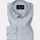 Seashel Silver Stripe Button Down Oxford Cotton Shirt