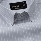 Seashel Silver Stripe Button Down Oxford Cotton Shirt