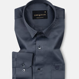 Wilson Charcoal Grey Plain Satin Shirt