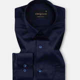 Wilson Navy Blue Plain Satin Shirt